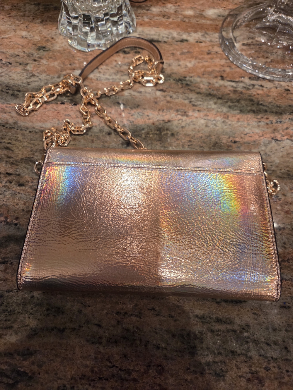 Tory Burch Iridescent Rose Gold Chain Crossbody Bag - Picture 5 of 9